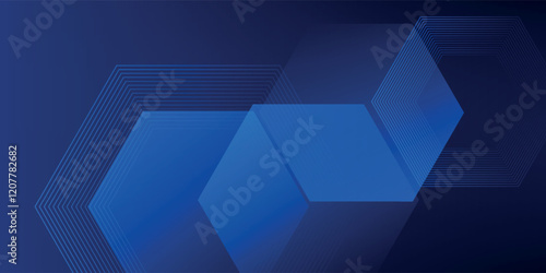 Abstract blue background with glowing geometric lines. Modern blue gradient square shape design. Futuristic technology concept. Suit for brochure, corporate, website, poster, banner, cover modern