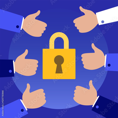 Businessmen approving cybersecurity strategy with thumbs up