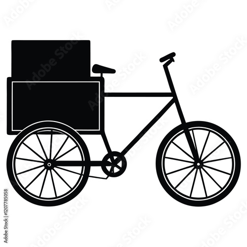 Cargo Bicycle Silhouette with Delivery Basket