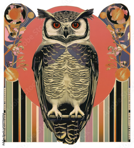 PNG Owl art illustration pattern. photo