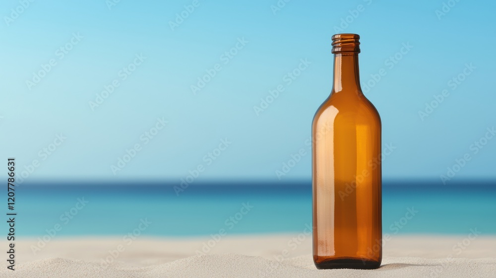 Romantic message in a bottle standing on a sandy beach Romantic message in a bottle standing on a sandy beach
