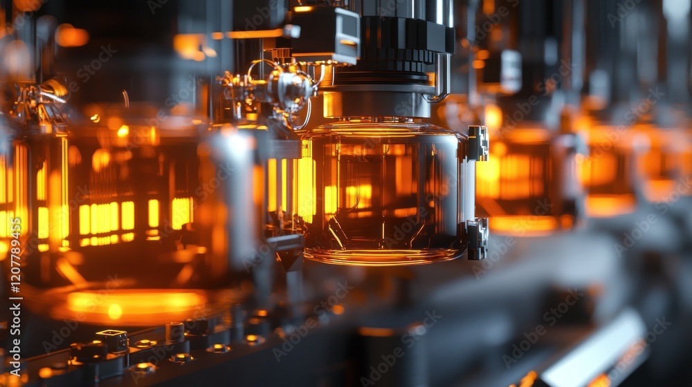 Illuminated Industrial Machinery: A Glowing Symphony of Science and Technology Illuminated Industrial Machinery: A Glowing Symphony of Science and Technology