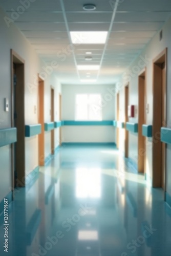 Soft focus hospital corridor backdrop, calming ambiance, hospital, abstract