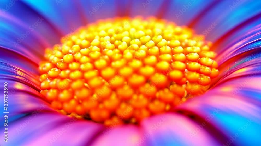 Vibrant Close up of a Luminous Blue and Orange Daisy Flower
Vibrant Close up of a Luminous Blue and Orange Daisy Flower