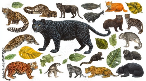 Exotic Jungle Cats: Watercolor Collection of Big Cats & Wildlife