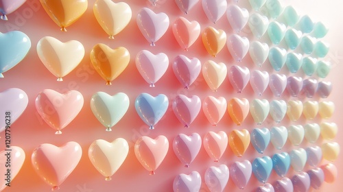 Pastel Heart Balloons: Romantic Valentine's Day Background