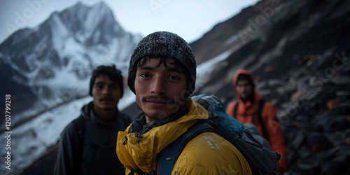 Portrait of a Climber in Mountainous Terrain photo