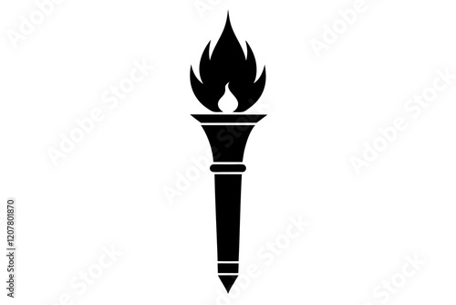 Elegant Torch Light Silhouette Icon on a Clean White Background