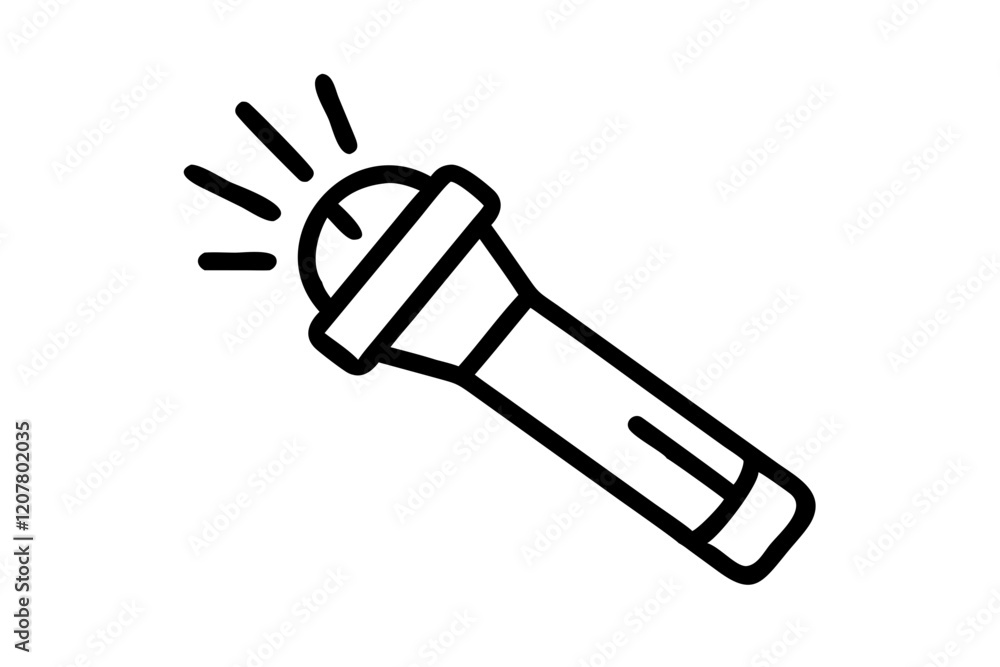 Elegant Torch Light Silhouette Icon on a Clean White Background Elegant Torch Light Silhouette Icon on a Clean White Background