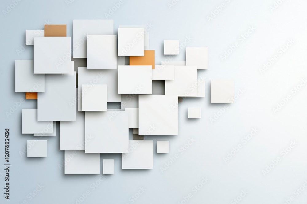 Obraz premium Abstract Composition of Geometric White and Orange Shapes on a Soft Background for Modern Design Use