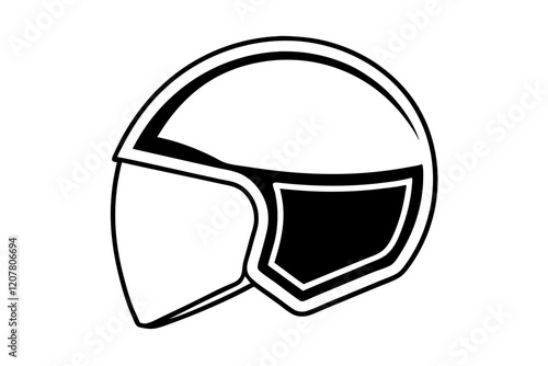 Helmet Silhouette Icon on White Background