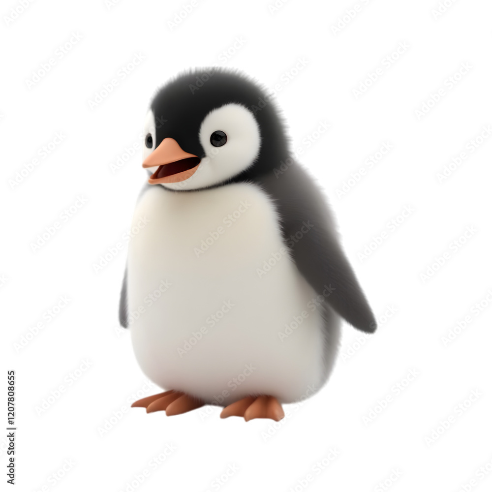 Fototapeta premium Adorable Baby Penguin 3D Render Cute Wildlife Image