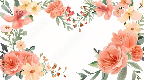 Beautiful Flower Frame Heart with Clipping Path for Fast Isolation