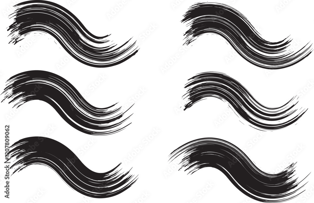 Fototapeta premium black brush strock set 