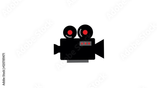 Animation of video camera icon on white and green background