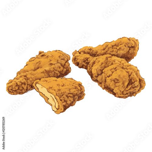 Crispy Kentucky fried chicken vector illustration (1)
