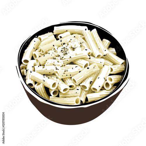 Delivery bucket box with penne and cheese vector illustration (2)
