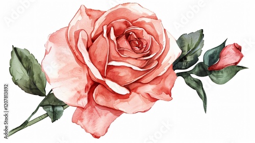Elegant Rose Watercolor Floral Pink Illustration for Design Projects