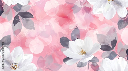 Elegant Seamless Floral Watercolor Pattern in White for Backgrounds