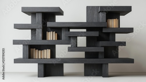 Modern bookshelf design showcasing artistic structure and functionality in a ...