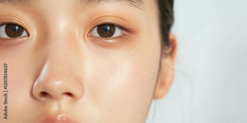 Close-up of Woman's Face, Eyes, and Skin