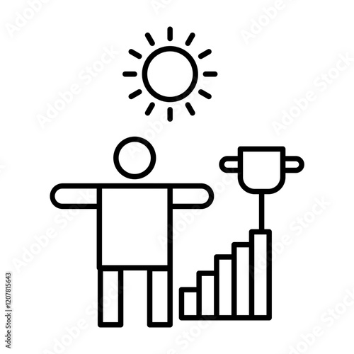 Illuminated Triumph Vector Line Icon Design