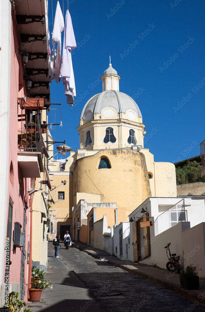 Colorful houses on Procida Island, Phlegraean Islands, Bay of Naples, Campania, Italy Colorful houses on Procida Island, Phlegraean Islands, Bay of Naples, Campania, Italy