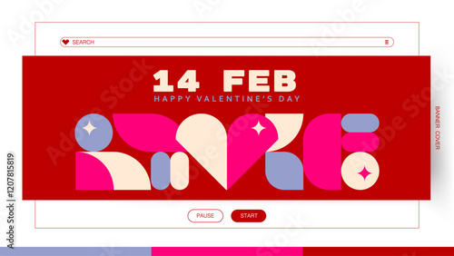 Geometric abstract design for a love banner. Poster for Valentine's Day decoration.