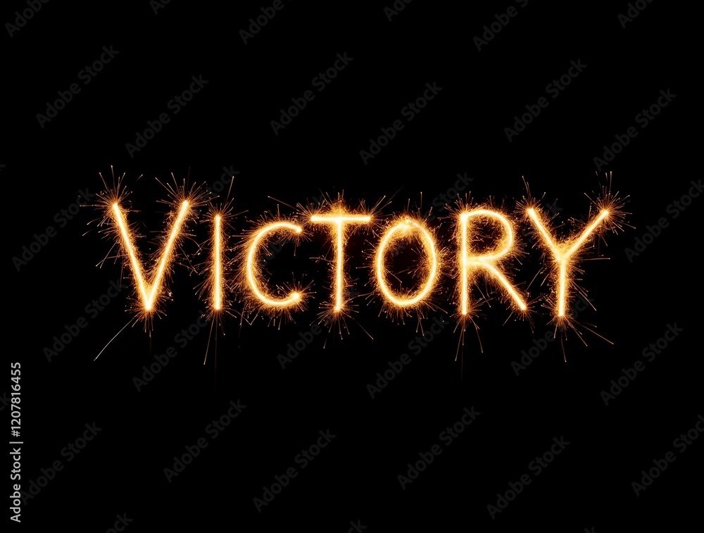 Bright, sparkling letters spell out victory, illuminated against a dark backdrop. The shimmering effect evokes feelings of celebration, joy, and achievement, capturing a triumphant moment. Bright, sparkling letters spell out victory, illuminated against a dark backdrop. The shimmering effect evokes feelings of celebration, joy, and achievement, capturing a triumphant moment.