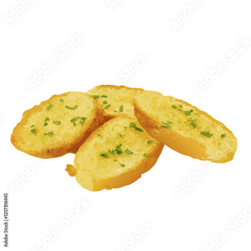Garlic bread isolated on white background  vector illustration (1)