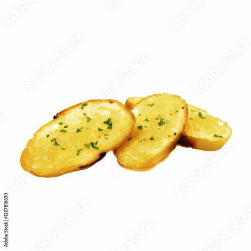 Garlic bread isolated on white background  vector illustration (3)