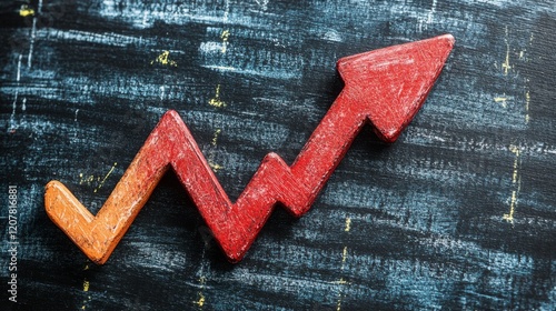 Growth trend arrow in vibrant colors on a textured background for business an...
