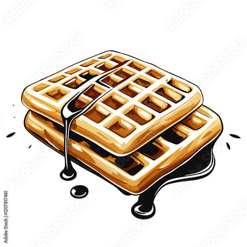 Illustration food vector waffle dessert snack sweet bakery (3)