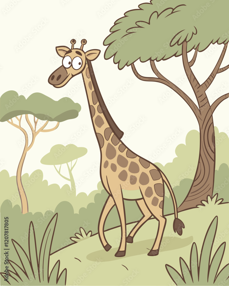 Fototapeta premium illustration giraffe in the grass vector graphic