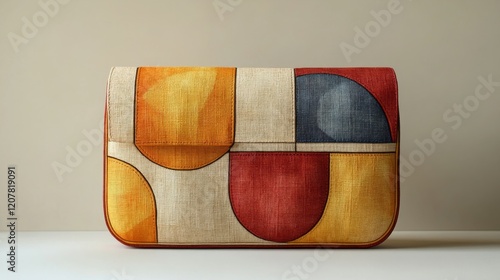 Colorful artistic wallet with modern geometric design and intricate patterns ...