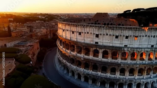 Beautiful Colosseum View, Rome Travel Video, Colosseum Aerial Shot, Ancient Rome Architecture, Colosseum, Rome, Travel, 4K, Ancient, History, Sunset, HD, Landmark, Architecture, Aerial, Historic, View