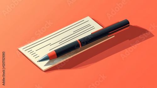 Notepad and pen on an orange background for writing tasks and notes