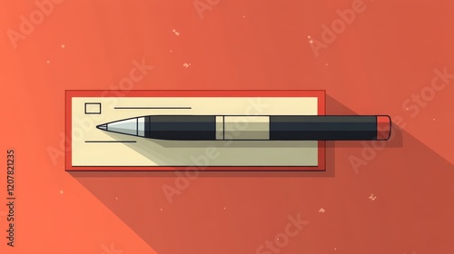 Notepad and pen on an orange background for writing tasks and notes
