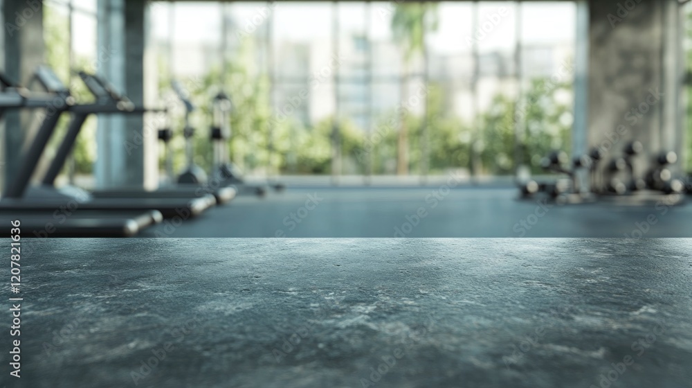 Obraz premium Modern Gym Interior with Treadmills and Weights