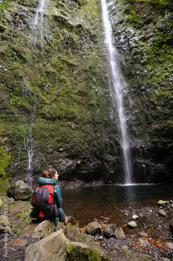 Waterfall in Green Cauldron (Caldeirao Verde), Madeira island, Atlantic Ocean, Portugal Waterfall in Green Cauldron (Caldeirao Verde), Madeira island, Atlantic Ocean, Portugal