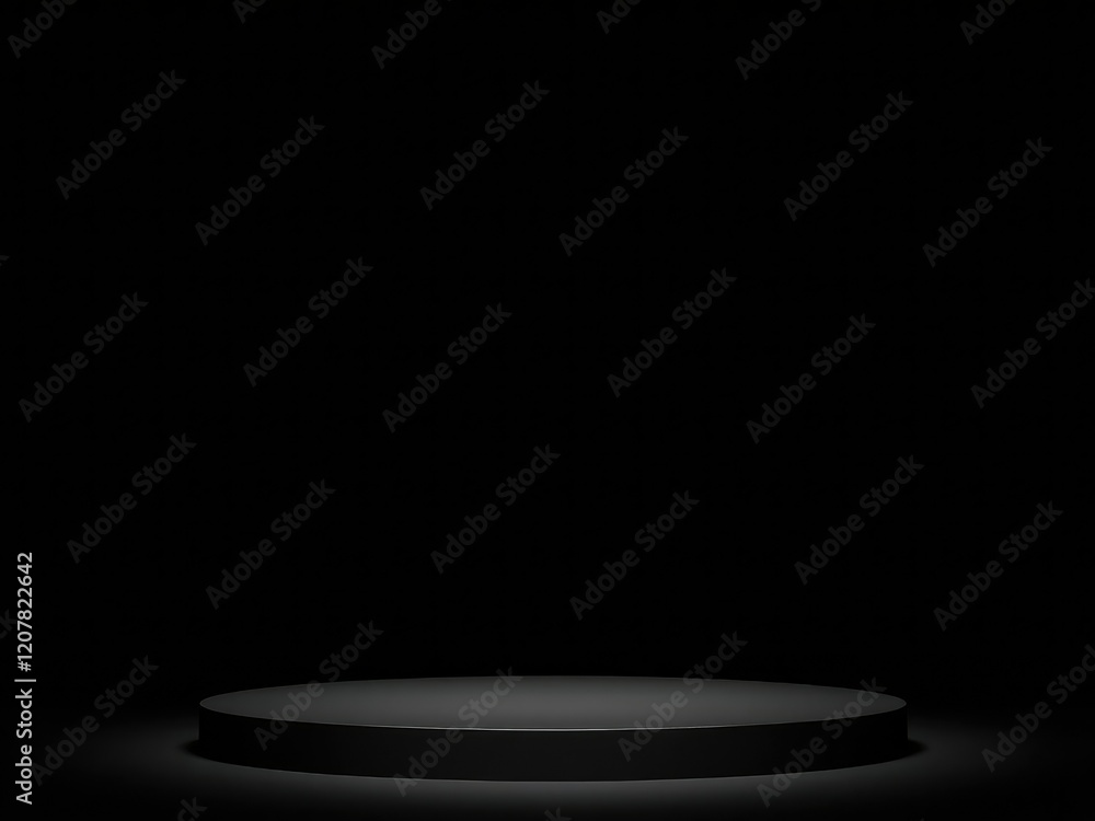 Black Background with Spotlighted Platform, moody, abstract Black Background with Spotlighted Platform, moody, abstract