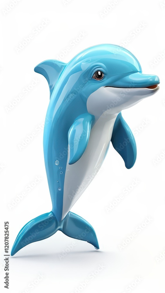 Obraz premium the AI Image Generator, Cute Cartoon Blue Dolphin Figurine with Vibrant