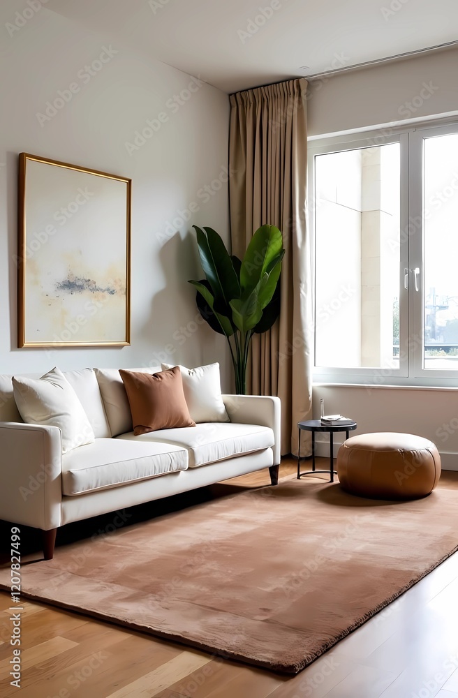 Fototapeta premium Modern interior design with Pantone 2025 Colour of the Year Mocha Mousse 