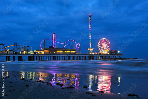 Historic Pleasure Pier, Galveston island, Gulf of Mexico, Texas, United States of America