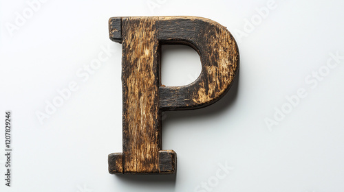Wallpaper Mural Rustic Wooden Letter P on White Background for Creative Projects and Artistic Designs Torontodigital.ca