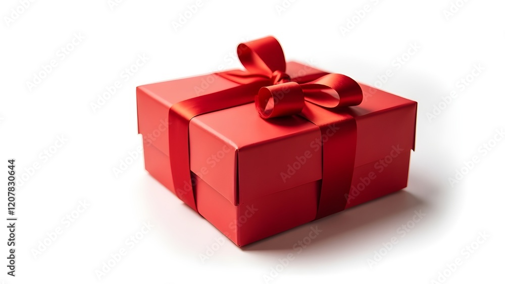 Obraz premium a vibrant, fire engine red gift box with a luxurious