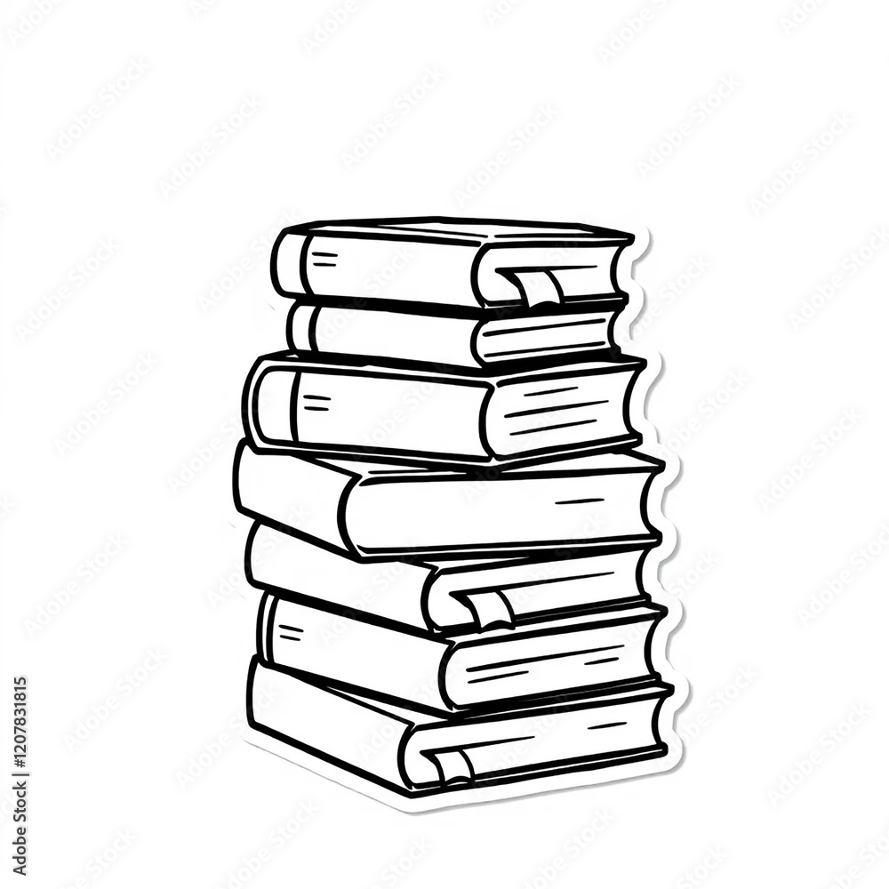 Stack of Books Hand Drawn Illustration Minimalist Design Stack of Books Hand Drawn Illustration Minimalist Design