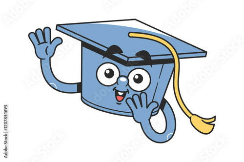 Cute academic graduation hat character