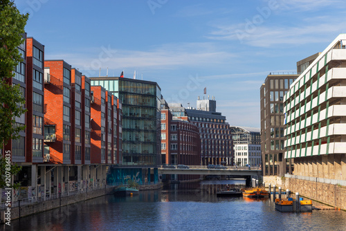 Buildings on Alsterfleet, Hamburg, Germany, Europe photo