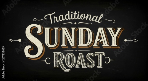 Traditional Sunday Roast Chalkboard Signage with Vintage Typography
